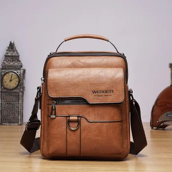 

Brand Men Shoulder Bag For 26CM Ipad PU Leather Business Men Messenger Bags Large Man Crossbody Bag Waterproof Backpack Bag