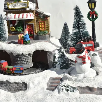 

Festival Led Light Luminescent Rotating Resin House Christmas Party Decorations For Home Nice Music House DIY Xmas Gift