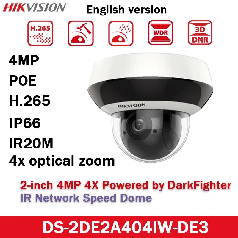 Hikvision 4MP 4XZoom IP PTZ POE DS-2DE2A404IW-DE3 Darkfighter WDR Camera outdoor 