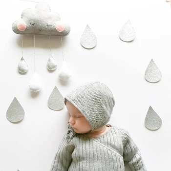 

INS Baby Toys Clouds Wind Chime Ornaments Bed Bell Bedroom Hanging Decor Water Droplets Mobile Stroller Accessory
