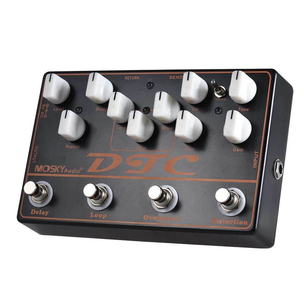 MOSKY DTC 4-в-1 Электрогитары для создания спецэффектов искажения+ Overdrive+ петли+ задержки струны гитарные педали Аксессуары для гитары