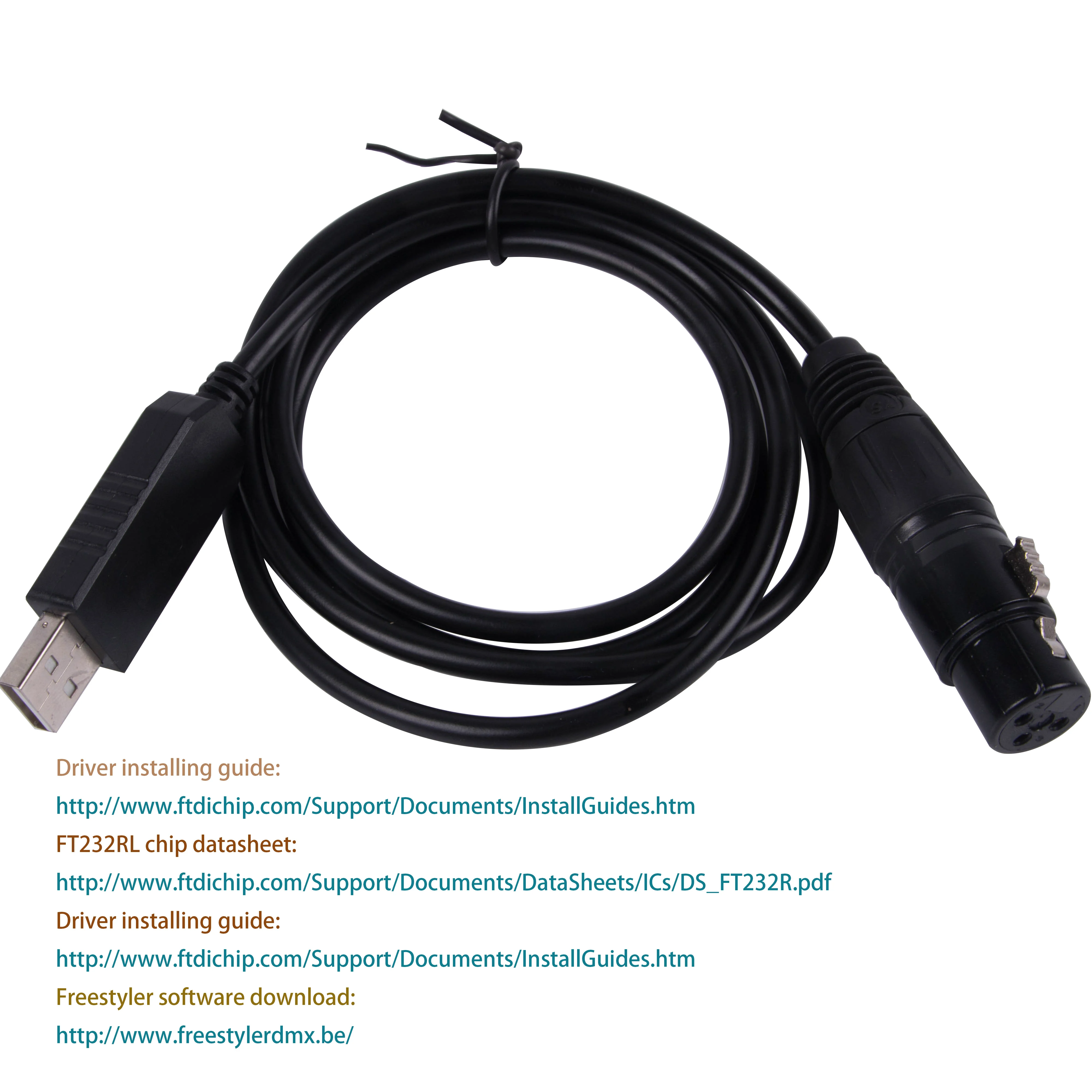 USB to DMX 512 3PIN XLR Interface Adapter Computer PC Stage Lighting Controller Dimmer USB to