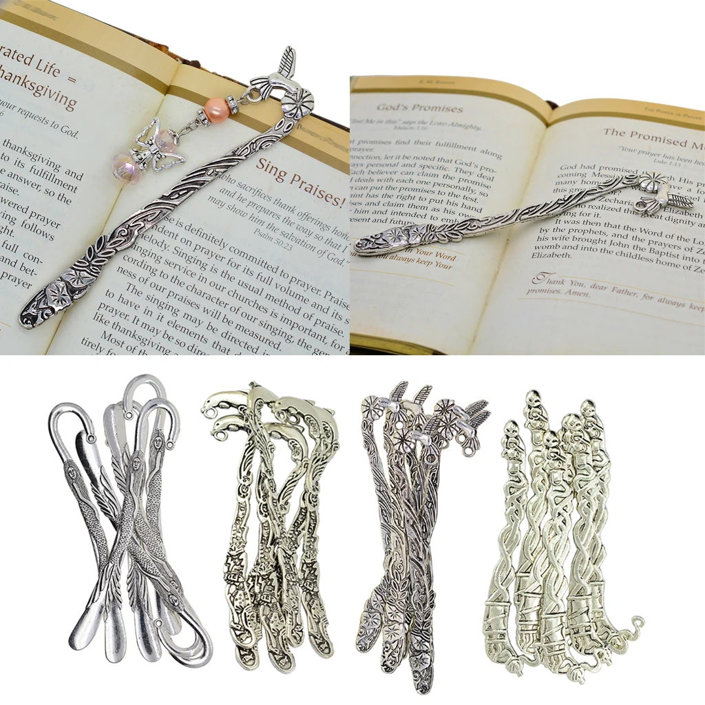 24x Tibetan silver color Carved Hook Bookmarks Metal Bookmark Beading Jewelry DIY