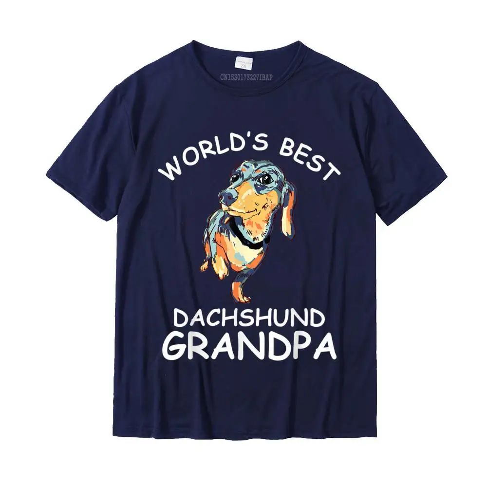 Summer Cotton Fabric Tops Tees for Men Normal Tshirts Printed On Graphic O Neck Tops T Shirt Short Sleeve Free Shipping World's Best Dachshund Grandpa Funny Granddog Dog Lover Cute T-Shirt__MZ23738 navy