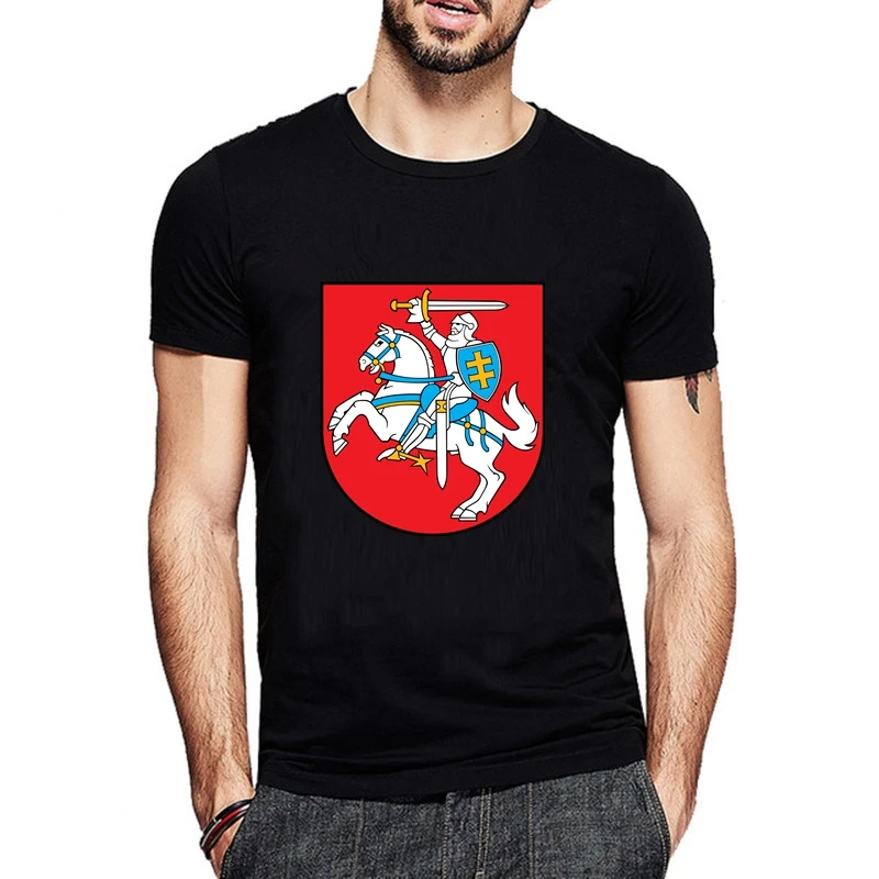 

TriDitya HT0569# Lithuanian coat of arms Unisex Cotton Tee-shirt O Neck Short Sleeve Tshirt Custom-made