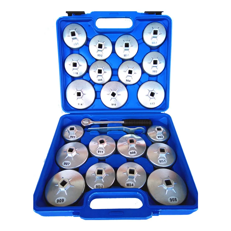 23pc Aluminum Alloy Cup Type Oil Filter Cap Wrench Socket Removal Set Auto Maintenance Tools Oil Core Wrench Kit DN181   (2)
