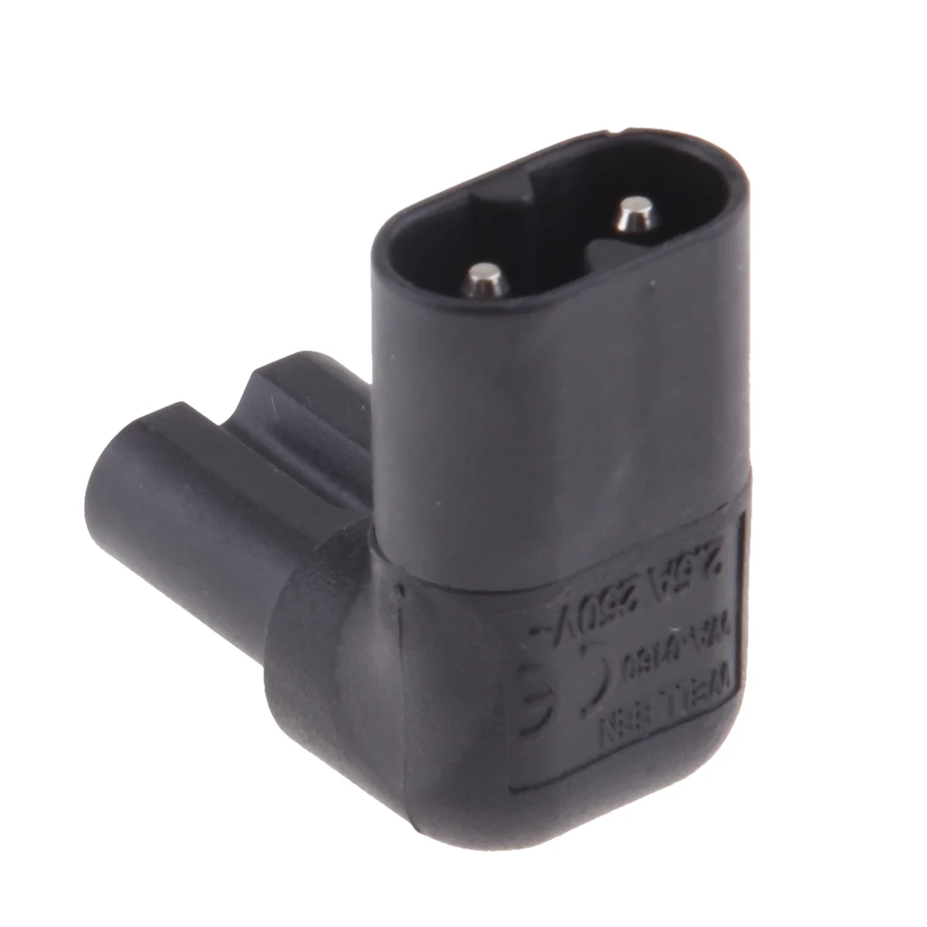 C8 to C7 Connector, IEC 320 Male to Female Power Plug Adapter Converters Angled (Pack of 1)
