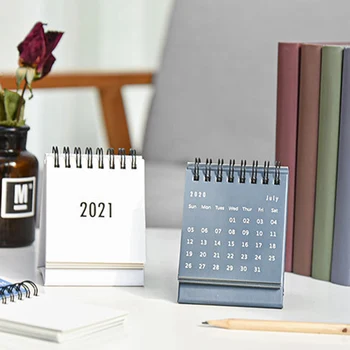 

2021 Simple Black White Grey Series Desktop Calendar Dual Daily Schedule Table Planner Yearly Agenda Organizer Office