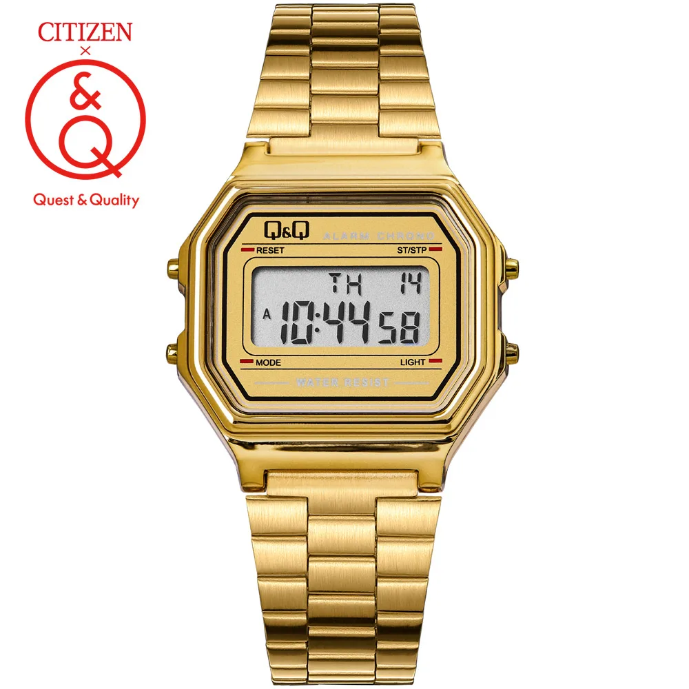 Citizen Q&Q мужские часы Gold Top Brand Luxury Set 30м Водонепроницаемые кварцевые часы Спортивные наручные часы Ретро классические часы Светящиеся цифровые часы Relogio Военные мужские часы Часы с хронографом relogio - Цвет: M173J002Y