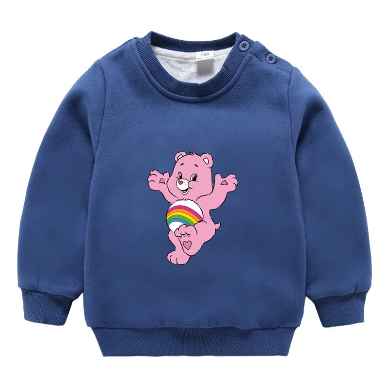as picture Care Bears зимний вельветовый Свитшот От 3 до 9 лет для мальчиков и девочек, забавные скрещивающиеся цвет, Детские с О-образным вырезом для шеи, детские топы с рисунками из мультфильмов для малышей - Цвет: as picture