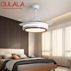 OULALA ventilador de techo Invisible con Control remoto, luces LED modernas, 3 colores, para el hogar, comedor, dormitorio y restaurante