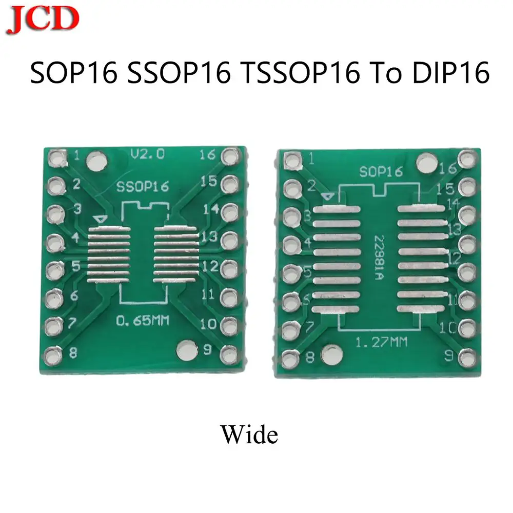 

JCD New PCB Board Converter Socke SOP16 SSOP16 TSSOP16 To DIP16 Wide 0.65/1.27mm IC Adapter Diy Kit Electronic PCB Board Module