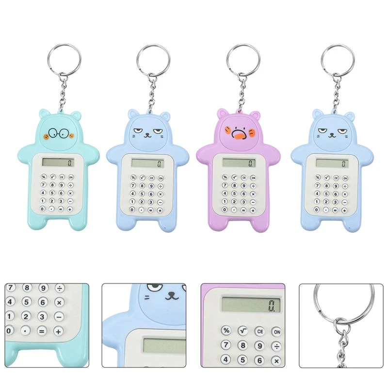 4 pces mini calculadora pingente urso em forma de chaveiro calculadora adorável mini calculadora|Calculadoras| - AliExpress