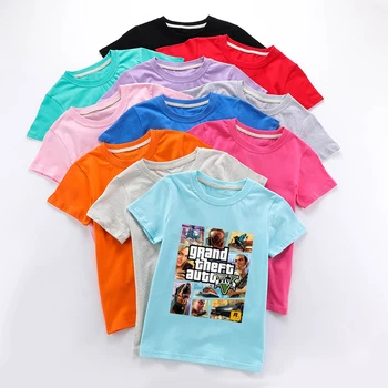 

Kids GTA 5 Cartoon Game Printing T Shirt Baby Summer Fashion Short Sleeve T-shirt Boy T Shirts Girls Tees Tops Children Clothing