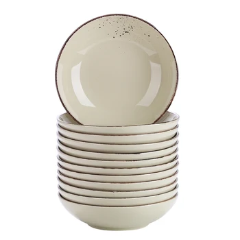 

Vancasso Navia-MS 4/8/12-Piece Vintage Nature Stroneware Ceramic Soup Plate Set Snack Salad Fruit Tableware Deep Plate Set