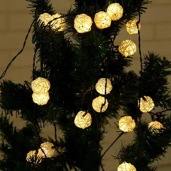 

Light Strings Fairy Lights NEW Rattan Ball 6M Festival Decoration Lamp Christmas Solar Powered