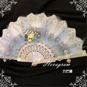 

Six-pointed star Lolita hand-made tea party lace fan spring flower feast flower wedding dream back to Versailles