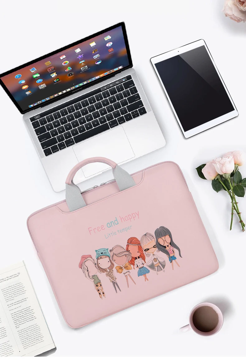 Милый мультфильм PU устойчивый к царапинам ноутбук сумка на плечо 11 13 14 15 15,6 дюймов ноутбук сумка для переноски MacBook Air hp Dell