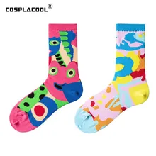 [COSPLACOOL] женские креативные забавные носки для свадьбы, крутые носки с абстрактным рисунком маслом, Divertidos, носки для скейтборда, унисекс, Sokken
