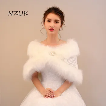 

Bridal Capes White Shawl Women Faux Fur Bolero Winter Wedding Wraps Cloak Bolero Women Faux Fur Shawl PJ094