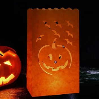 

20pcs Halloween Candle Bags Hollow Flame Retardant Candle Bags Party Supplies