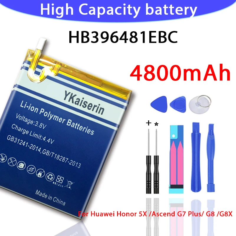 Мобильный телефон аккумулятор HB396481EBC для Huawei ASCEND G7 PLUS HONOR 5X G8 G8X RIO L03 -UL00/TL00/AL00 4800mAh