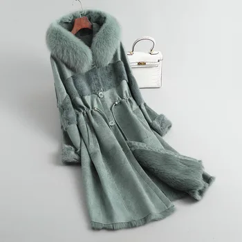 

Natural Rabbit Fur Liner Parka Coat Female Winter Real Fox Fur Hooded Shearing Jacket Women 2020 Korean Vintage Top Hiver 091602