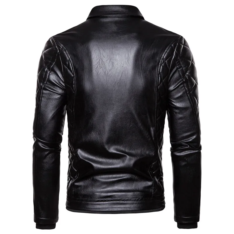 Мотоциклетная кожаная куртка, Мужская куртка из искусственной кожи, съемный меховой воротник, заклепки, прессованный хлопок, толстая Байкерская кожаная куртка, Мужская верхняя одежда в стиле панк