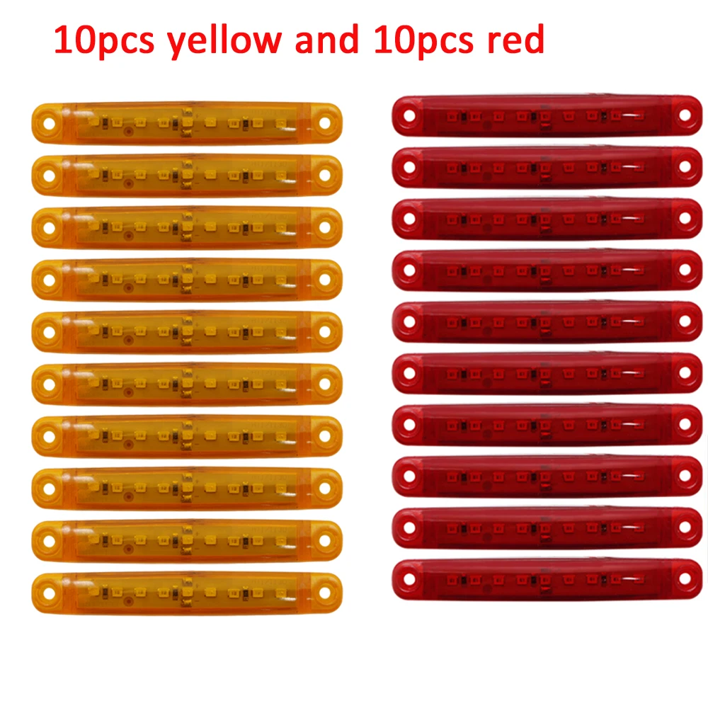 12/24V светодиодный красный+ белый/желтый/синий/зеленый/Грузовик прицепа грузовика пикапа Грузовые автомобили автобус просвет Боковые указатели поворота Габаритные светильник - Цвет: 10 yellow 10 red