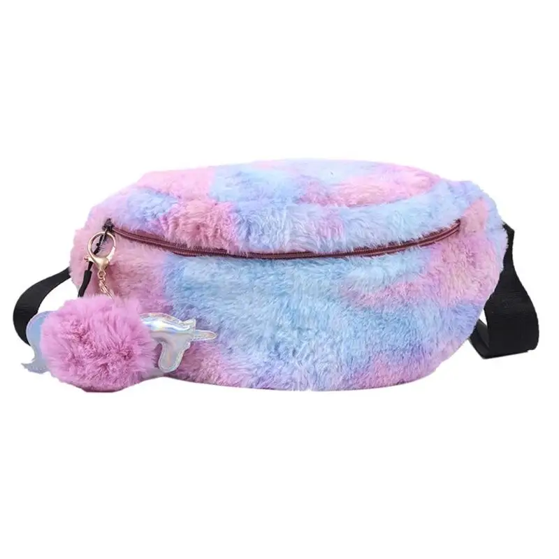 Красочная плюшевая поясная сумка на плечо для женщин и мальчиков; Повседневная сумка через плечо с помпоном; нагрудный ремень; сумка для
