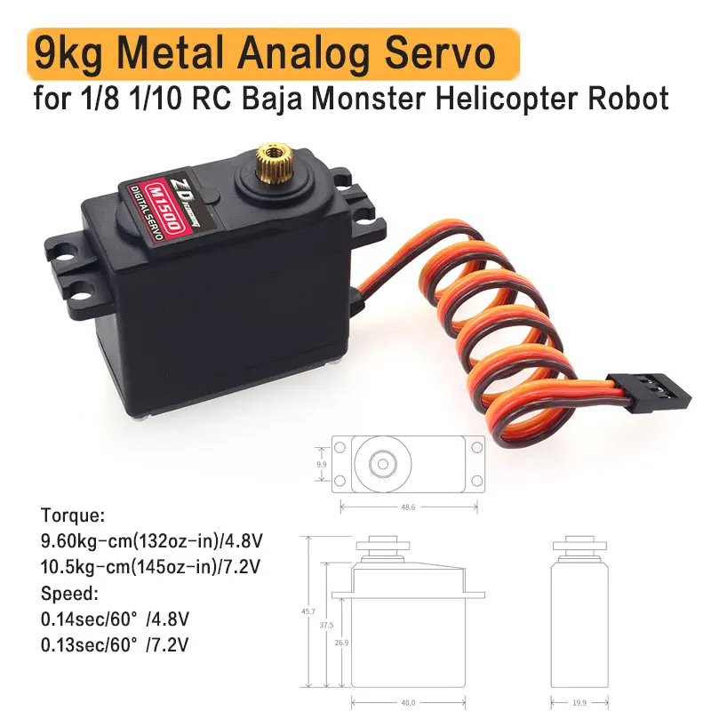 DM0900 металлическая шестерня 9 кг Стандартный сервопривод для 1/8 1/10 RC Car Redcat Traxxas HPI HSP