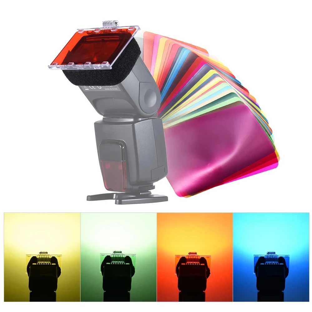 

Комплект гелевых фильтров FalconEyes Speedlite, Серебристый отражатель, 30 листов, регулируемое основание для крепления вспышки Canon Nikon Yongnuo Godox