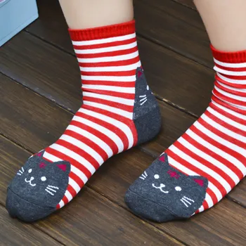 

Hot 1 Pair Women 3D Cartoon Animals Striped Socks Cat style Lovely Cotton Socks Cotton Ankle Casual Floor Socks Wholesale O8