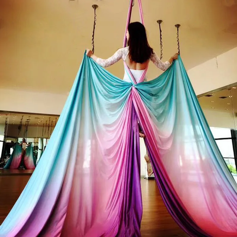 High quality imported fabric Yoga Hammock Aerial Yoga Swing Hammock Kit Improved Yoga Inversions Flexibility Core Strength Ombre