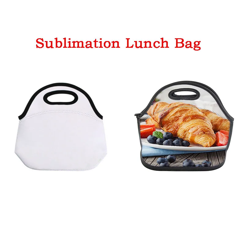 

Sublimation Blank Lunch Bags With Zipper Reusable Neoprene Soft Tote Bag Insulated Handbag For Work School Supplies Portable