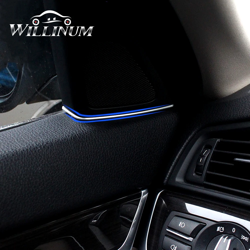 Car door tweeter slot plug stickers for BMW f10 f11 auto front door speakers frame trim sequins fit original ABS chrome sticker stereo speaker tweeter