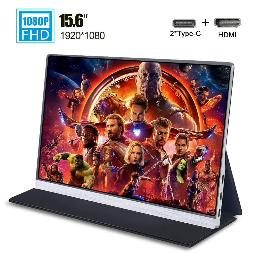 

15.6 portable monitor 1080 IPS screen USB Type C HDMI display for PC laptop Ps4 Switch Xbox gaming display
