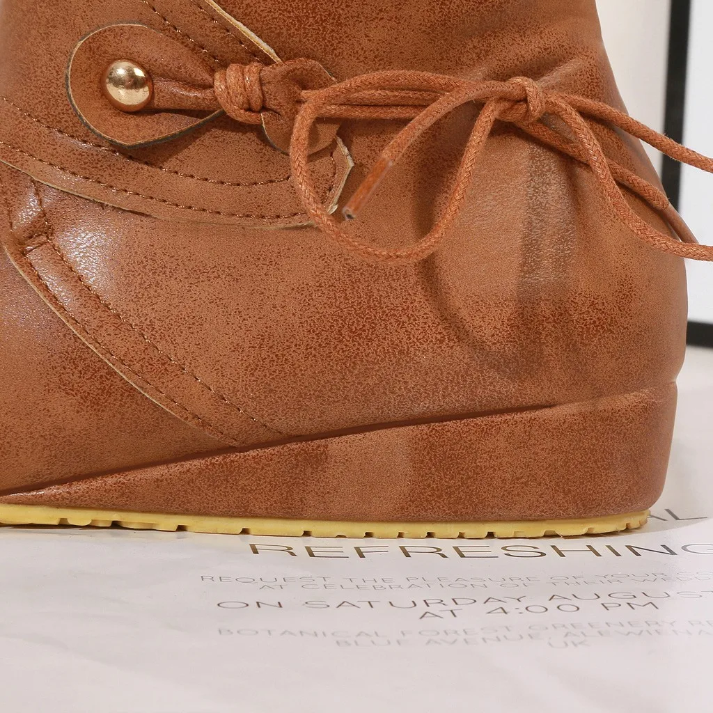 Suede mid calf boots Plus size 35-43 Retro Back laced women's Shoes with platform Casual Middle Tube boots women winter