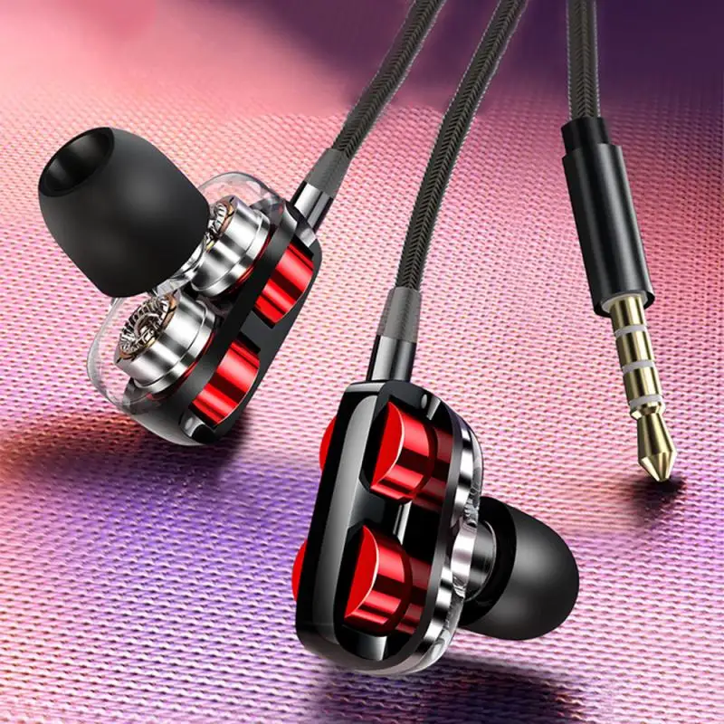 Проводные Hi-Fi наушники 3 5 мм четырехъядерные басовые спортивные для бега басовая