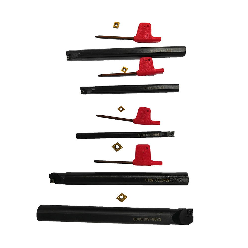 

5 Set CNC lathe tools Lathe Turning Tool 5Pcs 7/10/12/16/20mm SCLCR09/SCLCRO6 Boring Bars + 5Pcs Carbide Inserts + 5Pcs Wrenches