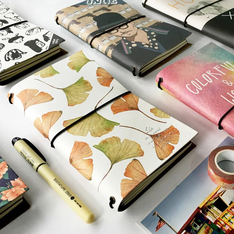

New Vintage Hand Travel Notes Stationery Binding Account Loose Leaf Notebook Unique Appearance of Beautifully Drawn Diary Office