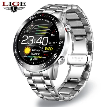 

LIGE New MenS Smart watch Fashion full circle touch screen IP68 waterproof Sports fitness watch Smart watch male For IOS Android