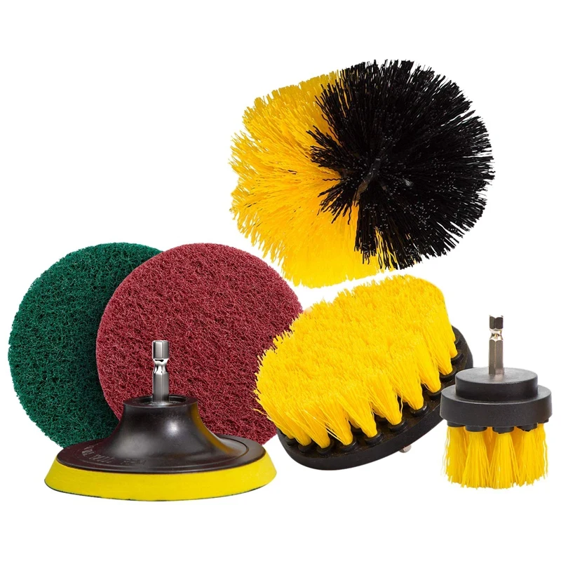 

New 6-Piece Set Of Brush Accessories Set Scouring Pad Power Washer Brush Scrub Pad Cleaning Kit - for Bathroom Floor Cleaning an