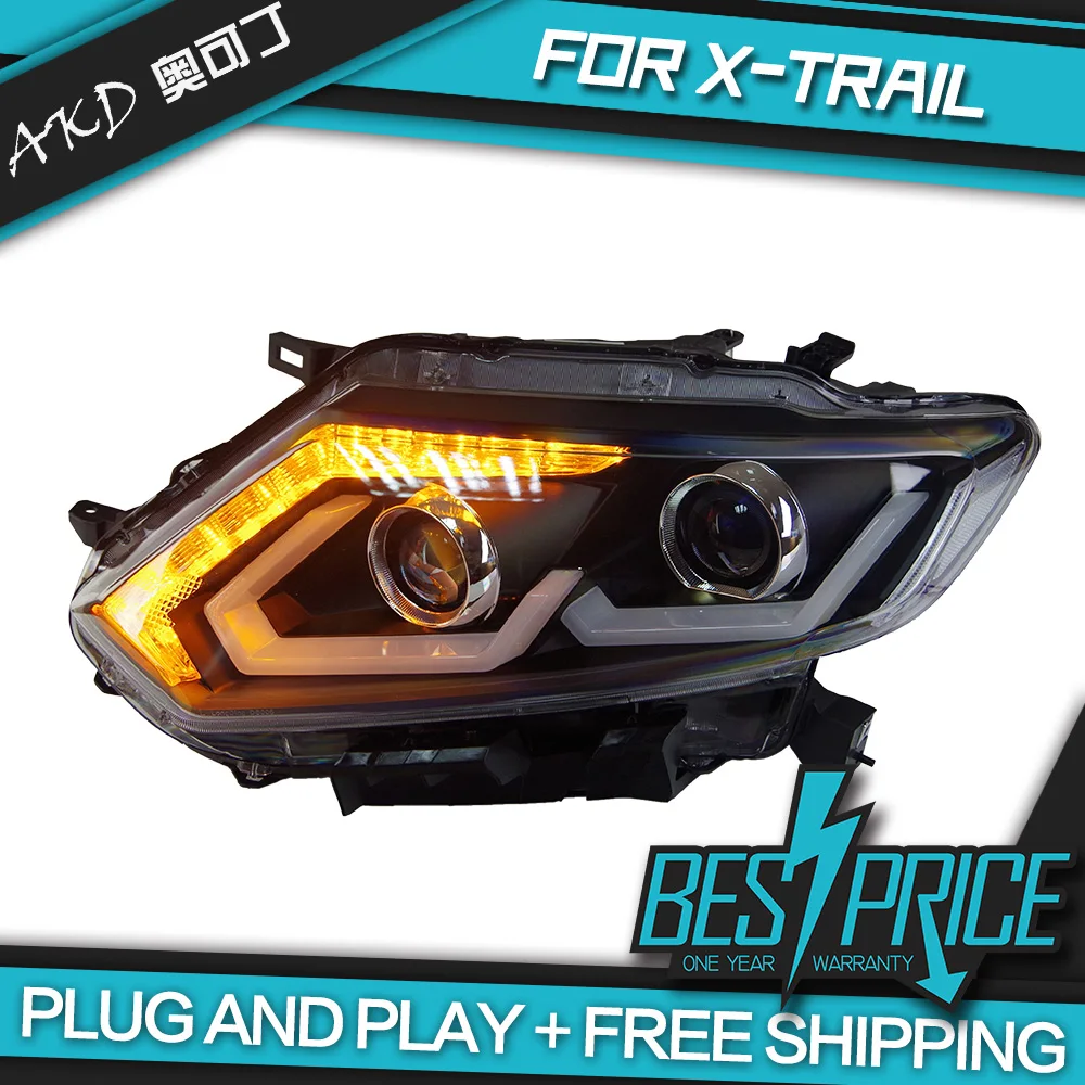 Car Styling Head Lamp case for Nissan X-trail Headlights- Rouge LED Headlight LED DRL H7 D2H Hid Angel Eye Bi Xenon