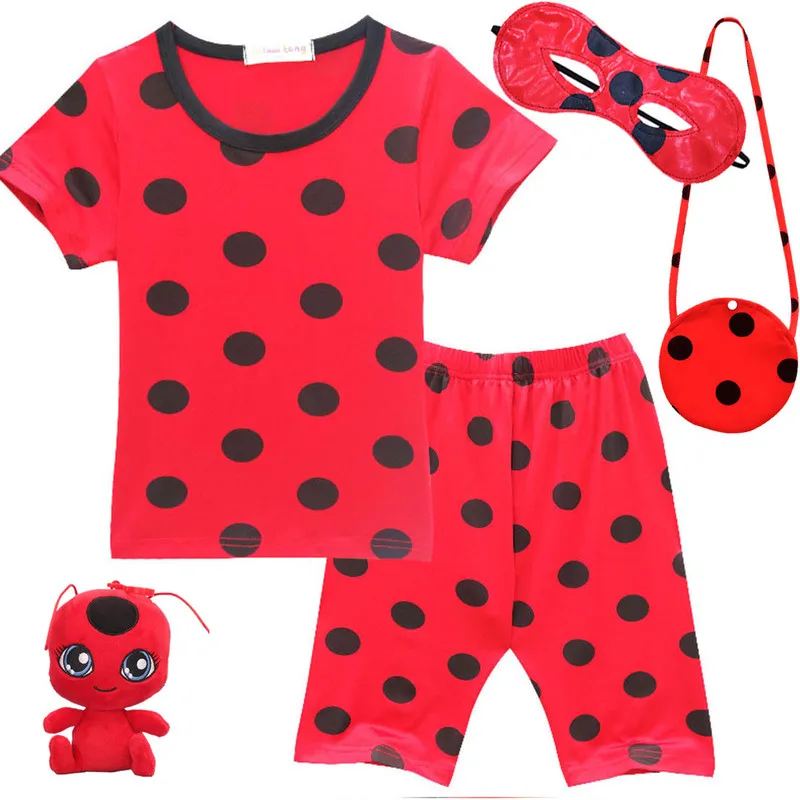 

Girls LadyBug Costume Lady bug Cosplay Clothing Sets Kids Halloween Party Marinette Little Beetle Suit Lady bug Suit toy
