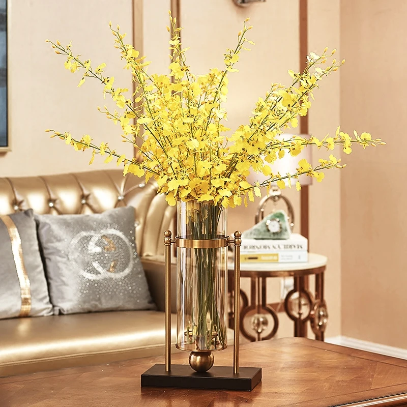 Large and 10 flowers Американский стеклянный Золотой подсвечник, свадебные украшения, гостиная, обеденный стол, скандинавский подсвечник, металлический декор, FC140 - Цвет: Large and 10 flowers