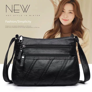 

Women's bag 2020 new large capacity single shoulder messenger bag women's bag middle aged mother's soft leather ba сумка женская