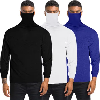 

Men's Casual Sweatsuit Loose Round Neck Long Sleeve Face Mask Top Blouse T-shirt T Shirt Men Clothing Sudaderas Casual Shirt