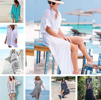 

Bikini Cover Up Lace Chiffon Swimsuit Beach Dress Women 2020 Summer Ladies sexy Cover-Ups Bathing Suit Beach Wear Tunic