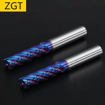 

ZGT Endmill Cutting HRC65 4 Flute 4mm 5mm 6mm 8mm 10mm Metal Cutter Alloy Carbide Milling Tungsten Steel Milling Cutter End Mill